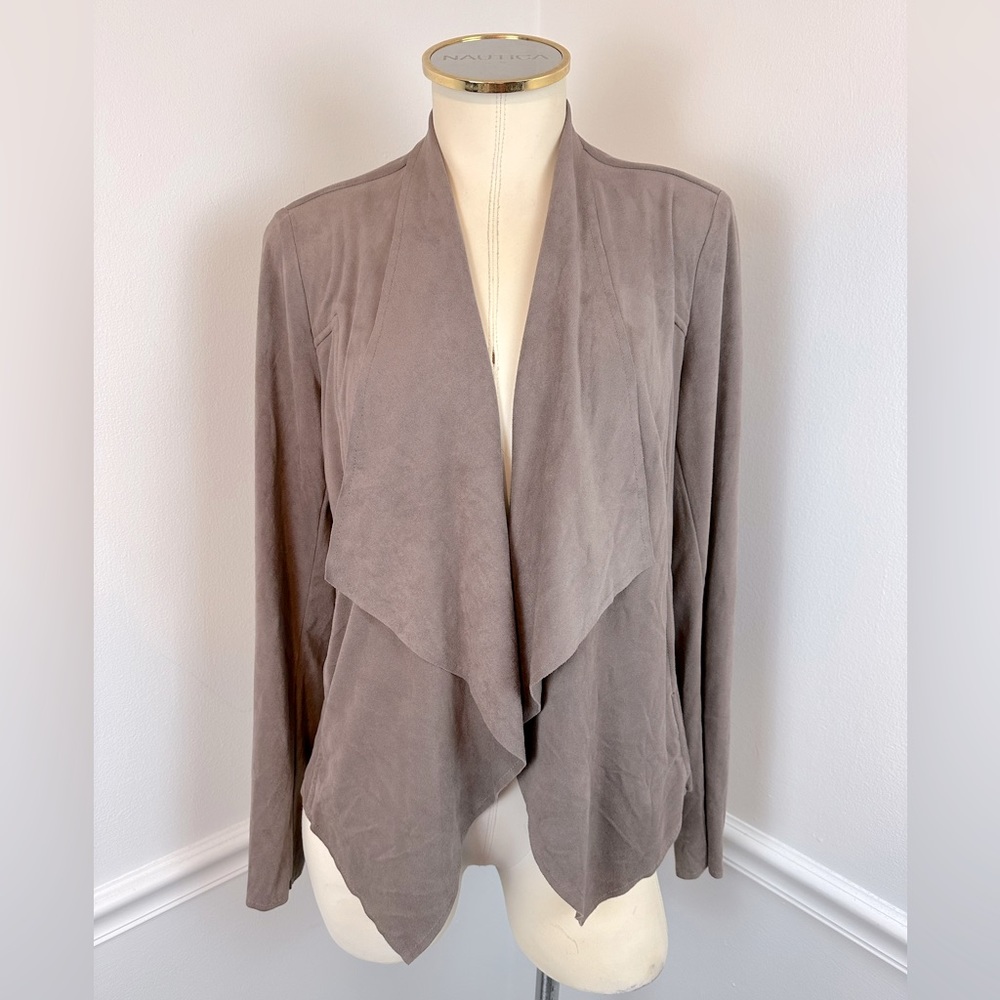 KUT FROM THE KLOTH Taupe Open Front Faux Suede Jacket Blazer | Size Small